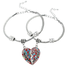 Fashion Heart Crystal Mother Daughter Pendant Charm Bracelet Family Women J