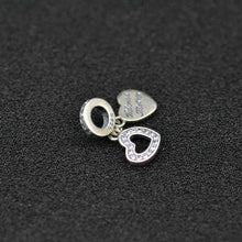 SOAZOK 100% 925 Sterling Silver Crystal Heart Shape Letter Mom Charm Beads