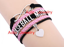 6Pcs/Lot Baseball Mom Infinity Bracelet Black/pink Make Your Own Design Fre