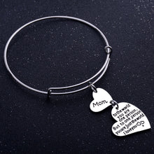 Mom Bangle I Love You Double Heart Pendant Family Mothers Day Gifts Bangle