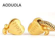 10pcs Heart  MOM and lovely baby Charm 24K Matt Gold Travel Collection Fit