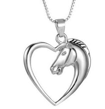 FUNIQUE Shining Heart Horse Pendant Necklaces Jewelry Silver Tone Horse in