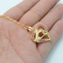 Anniyo Heart Hand in Hand Necklaces With Zirconia Light Gold Color,Love Mom