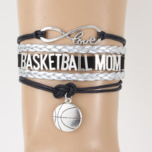 Infinity Love Basketball Mom Bracelets Black Silver Color Handmade Braided