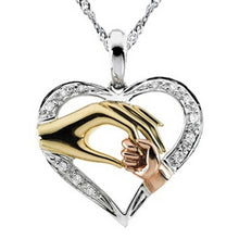 Mother And Child Pendant Gift For Mom Golden Hand in hand Heart Love Pendan