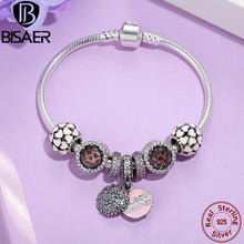 Genuine 925 Sterling Silver Snake Charm Bracelet & Bangle With Love Mother