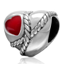 100% Authentic 925 Sterling Silver Latin Love Heart MOM Glaze Magenta Prese