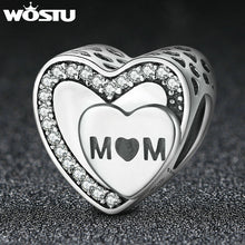 WOSTU 2017 Hot 925 Sterling Silver Tribute To Mom heart Beads Fit Original