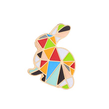 red pink Origami birds rabbit Enamel Pin colorful geometry shapes pins and