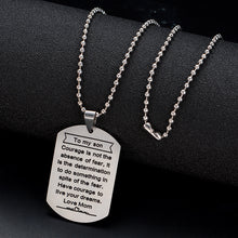Stainless Steel Mom Dad Son Tag Engraved Pendant Necklace Silver Mother Fat