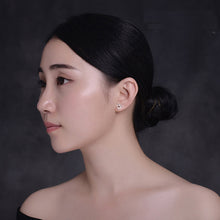 Silver Natural purple pearls stud earring in 925 sterling silver diameter 6
