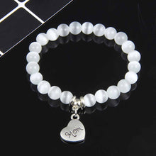 8mm natural tiger eye stone women bracelet Stretch cat eye opal mom charm b