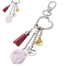 Love Heart Rose Pendant Tassel Keychain Mom Charm Keychain Moon Keychain Wo