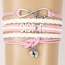 Infinity Love Family Bracelets Handmade Baby Feet Charm Mother/Mom/Grandma/