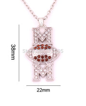 Mother's Day Gift  10pcs zinc alloy American football Mom Pave clear Crysta