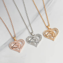 QIHE JEWELRY Heart Shaped Mother and Child Hand in Hand Family Pendant Neck
