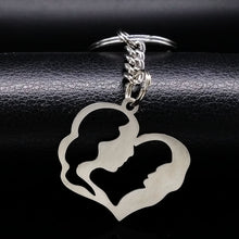 Mom Kid Stainless Steel Keyring Keychain Keyholder Silver Color Key Chain B