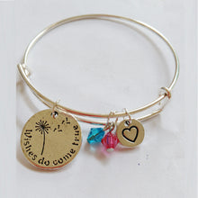65mm Wishes do come true Dandelion bracelets bangles ,Adjustable Expandable