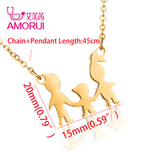 AMORUI Family of Three Pendant Necklace Fashion Stainless Steel Gold/Silver