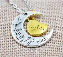 Mother's Day Gift Moon and Heart Lettering Necklace for Grandma MOM Daughte