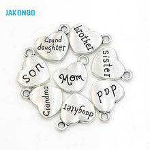 15pcs Antique Golden Plated Daughter  Mom Grandma Charms Pendants for Jewel
