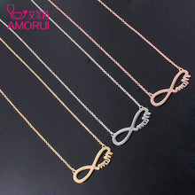 AMORUI Alphabet Neckalce Fashion Women Stainless Steel Mom Necklaces Pendan