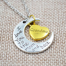 ISINYEE Fashion "I love you mom " Moon Heart Pendant Chain Necklace For Wom
