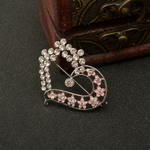 MZC Romantic Love Heart Brooch Pin Crystal Porcelain Flower Brosh for Women