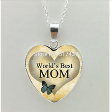 2017 New Best Mom Heart Necklace Gustav Klimt Pendant Glass Cabochon Jewelr