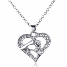 2017 New Silver Gold Crystal Heart Charms Necklace Mom Gift Mother's Day Gi