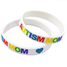 Promo Gift 50PCS/Lot Silicone Bracelet Love Autism DAD and MOM Wristband -i