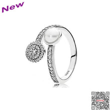 2017Mother's Day Compatible ring925 Sterling Silver Jewelry Round Pearl Rin