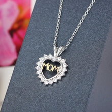 Silver Plated Chain"Mom"Letter Pendants Necklaces For Women Lovely Heart Rh