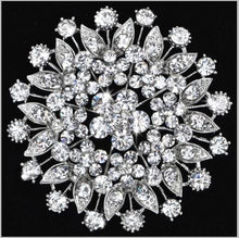 2.75 Inch Sparkly Silver Large Leaf Flower Wedding Bouquet Brooch Jewlery G