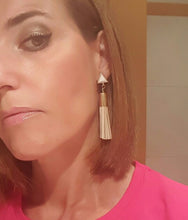 hzew Vintage Triangle Tassel Drop Earrings Faux Suede Fabric Long Dangle Ea
