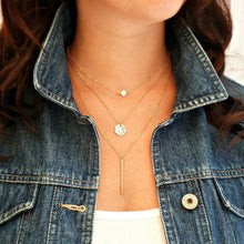 Brand Fashion Thin Gold Color Simple Chain Necklace 3 Layer Long Pendant Ne