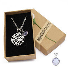 Birthstone personalized jewelry stainless steel mother necklace hollow hear