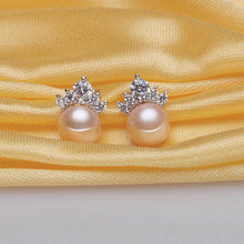 HENGSHENG 8 9mm Cultured Freshwater Pearl Earrings, Fine Jewelry Stud Earri