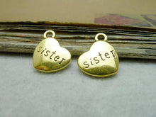 30Pcs 15*18mm Heart Charm Pendant Antique Gold Tone DIY Making dad mom-in C