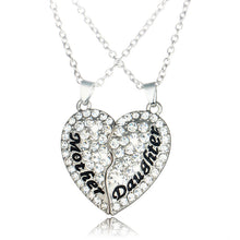 Hot 1Pair Fashion Broken Heart Mom Family Crystal Heart Pendant Necklaces D