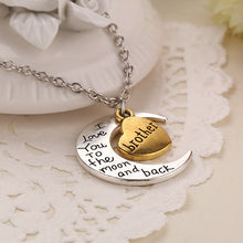 New Fashion Moon Heart I Love You Dad Mom Son Daughter Pendant Necklace for