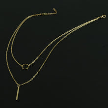 2 Double Layered Tier Long Gold Circle Simple Delicate Necklace Suitable Pe