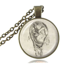 Fetus Necklace Leonardo Da Vinci Drawing Pendant Artist Doctor Midwife Preg