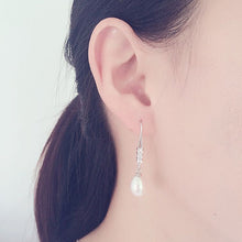 Natural Pearl Earrings 8mm White Genuine Real Freshwater Pearl Dangle Earri