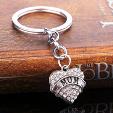 Family Silver Rhinestone Crystal Heart Mom NANA Nurse Teacher Pendant Keyri