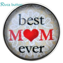 D02974 Glass Mom Style Design Snap Button Jewelry Fit Snap Leather Charm Br