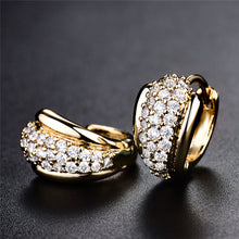 BUDONG Round Crystal Women Hoop Earrings Silver/Gold Color Zirconia Hoop Ho