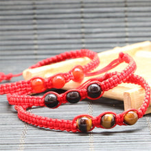 Classic Kabbalah Hand Made Lucky Tiger Eye Stone Obsidian Red Rope Bracelet