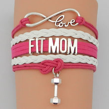 Drop Shipping Infinity Love Fit Mom Bracelet  Fuchsia with White Leather Fr