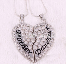 Rhinestone Crystal Heart Broken Pendat  2PCS Set Mother Daughter Necklace B